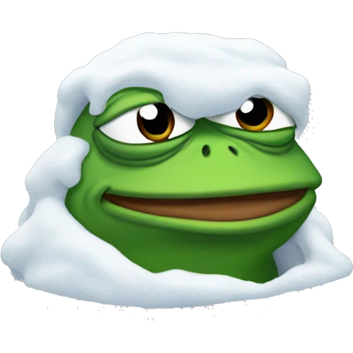 pepe the frog covered in snow emoji