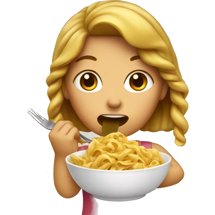 Girl eating pasta emoji