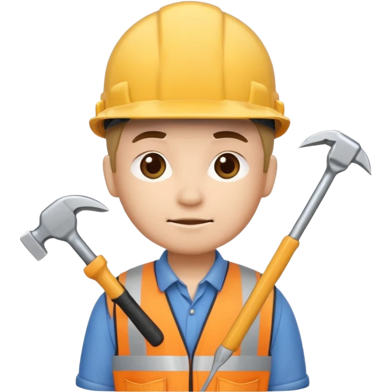 Baret ve aletli inşaat işçisi related to İnşaat İşçileri, chibi emoji style, with soft lighting emoji