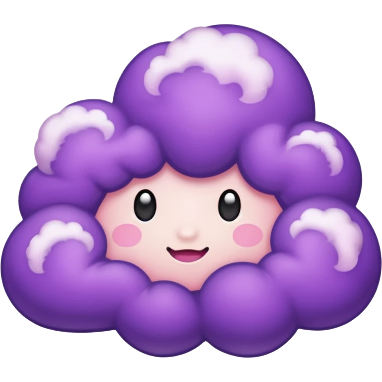 I want a purple cloud that's not like this one ☁️ but has a realistic shape without changing its appearance. The cloud should have a slightly white shaded part and should be starry but still purple/pink. No face or other color. emoji