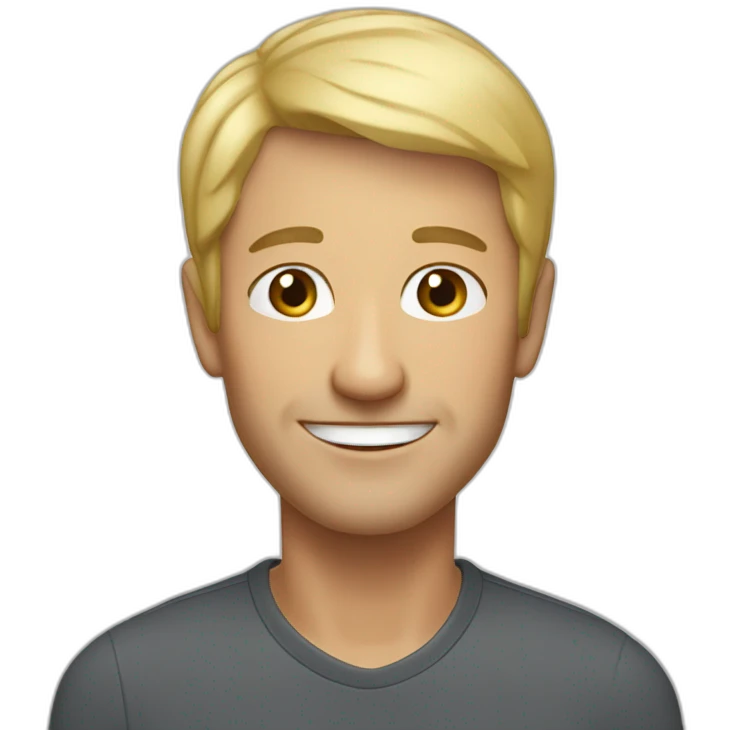 a man 55 years old blond very short hair smiling thin emoji