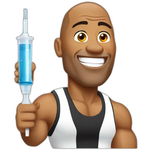 Dwayne Johnson with syringe emoji