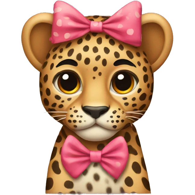 leopard wearing a bow emoji