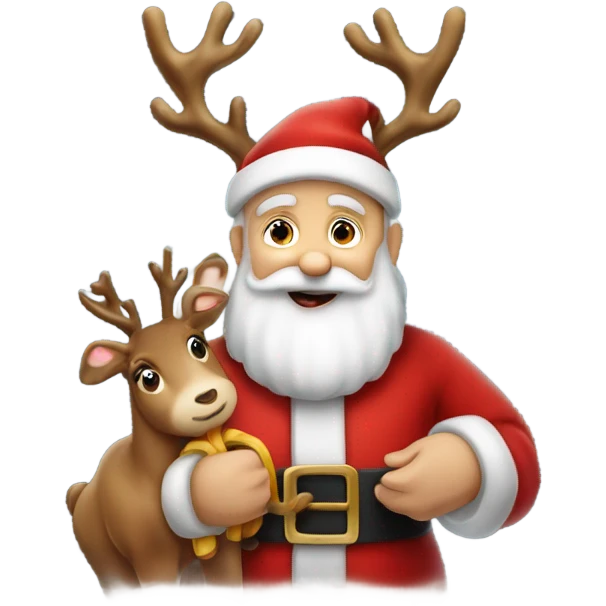 Babbo Natale con le renne e i regali emoji