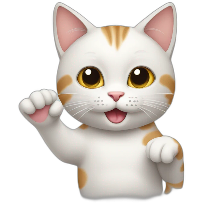 Cat saying hello with one hand emoji