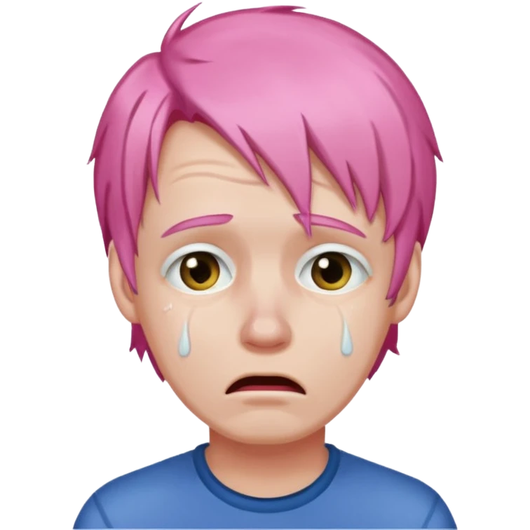 man crying with pink hair emoji