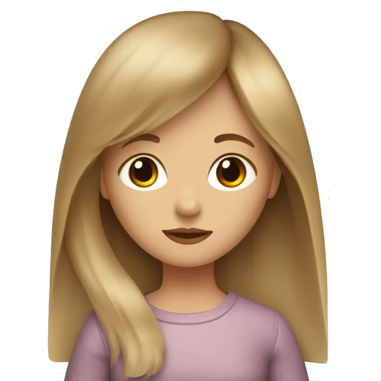 Girl with brown hair and blond curtain bangs and red eyes  emoji