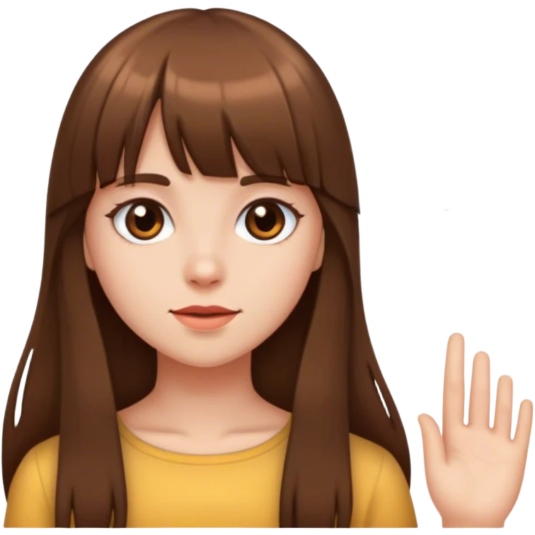 a girl with long brown hair and bangs emoji