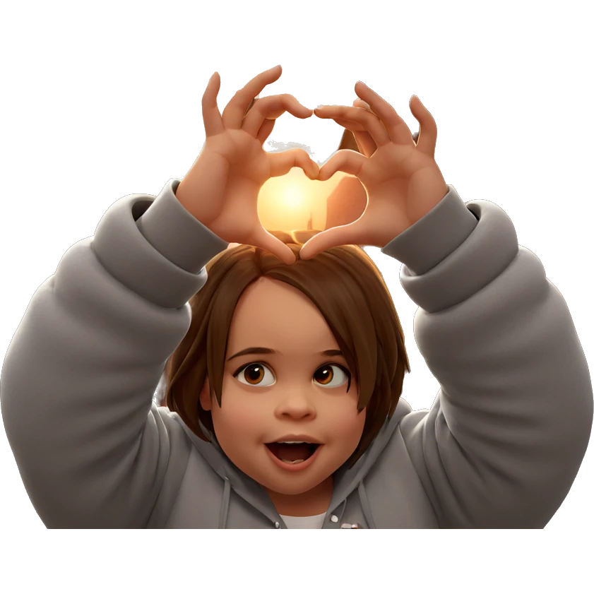 girl making heart hands outdoors emoji