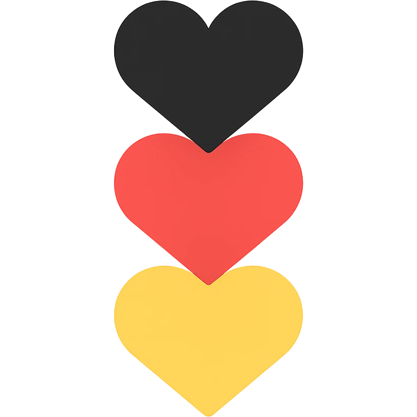 German flag made with hearts, simple and clear design emoji