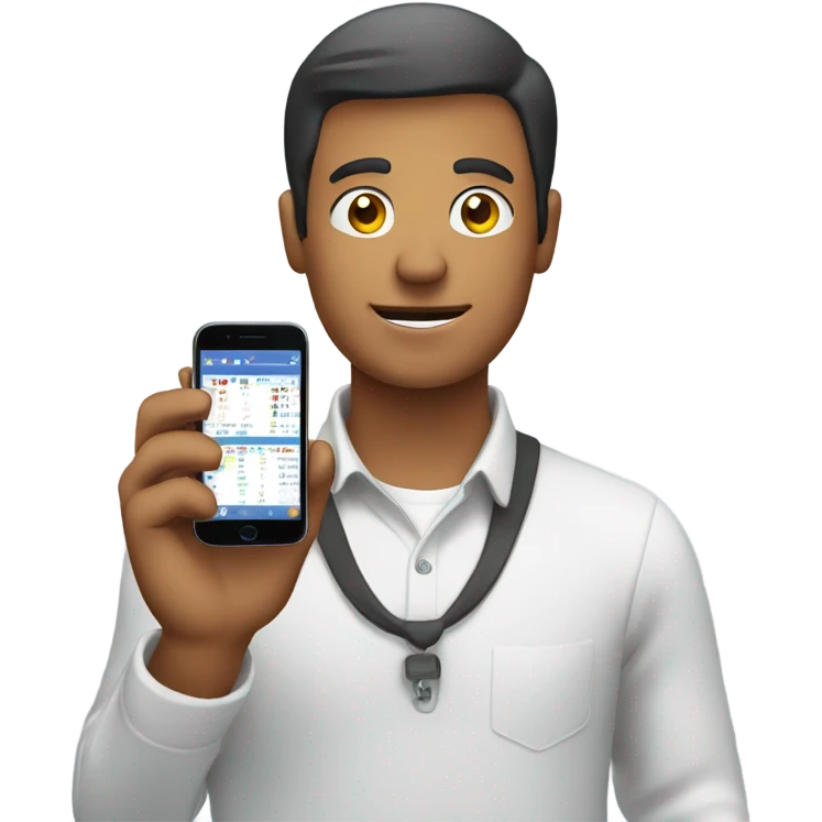 a man with a smartphone showing charts emoji
