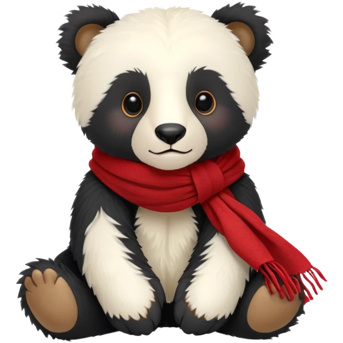 White Jellycat Andean bear cub stuffed plush wearing a red scarf emoji