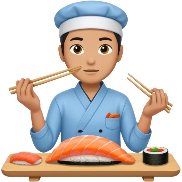 Sushi master making sushi, In a light blue (#a8d6f3) clothes emoji