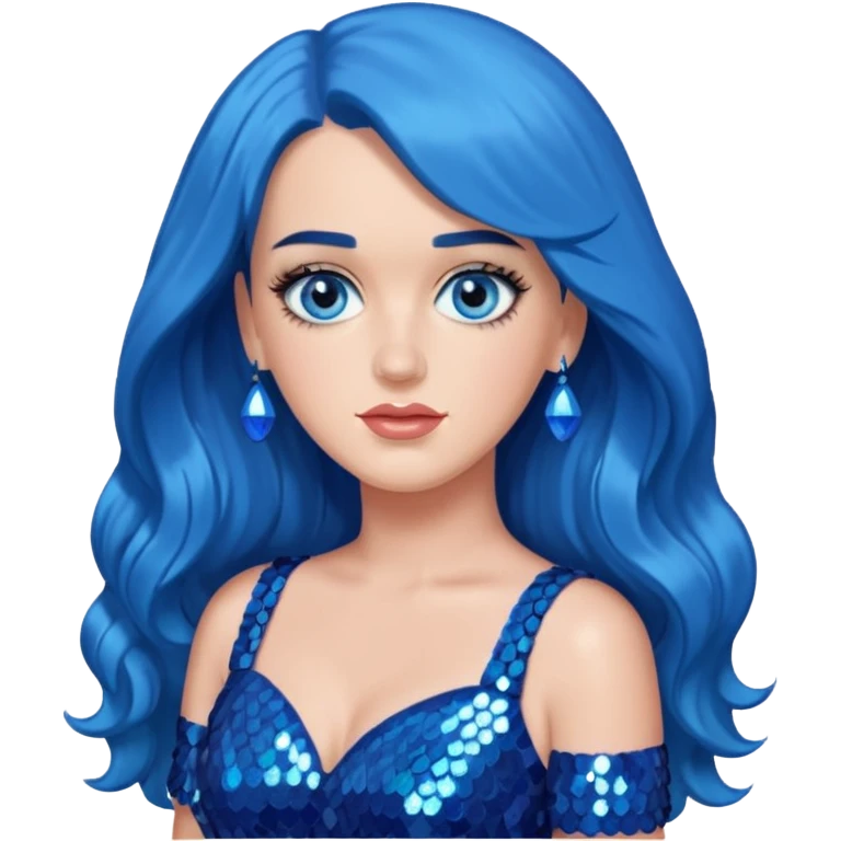 Katy Perry with blue eyes, blue long hair emoji