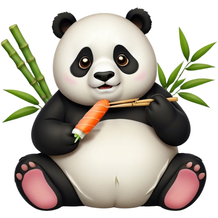 A fat panda eating sushi  emoji