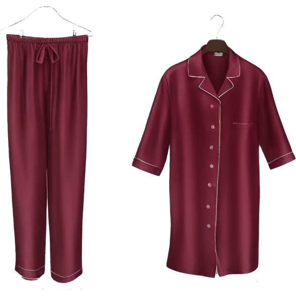 Luxury silk dark red pyjama on hanger emoji