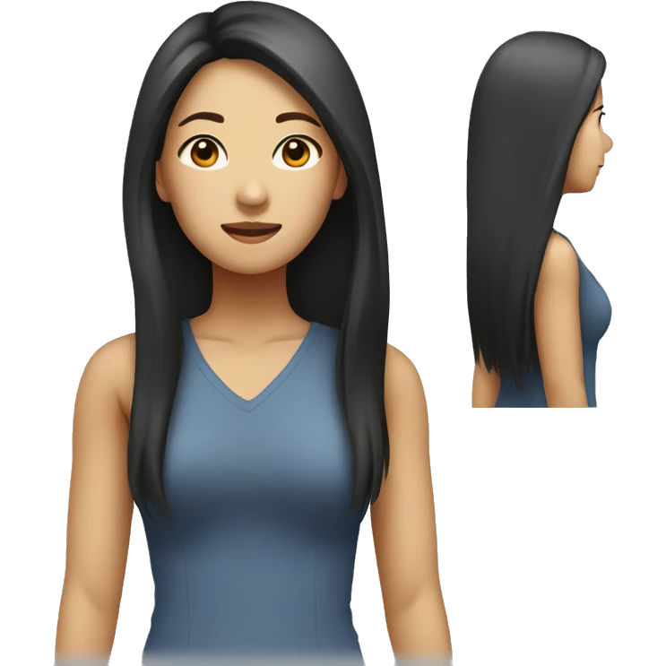 Asian woman long hair standing emoji