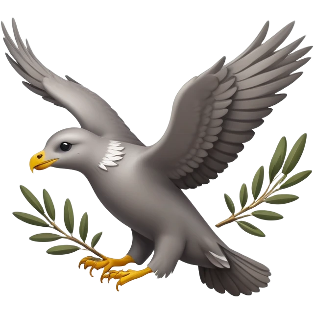A flying seal, with eagle’s wings, carrying an olive branch like a dove of peace emoji