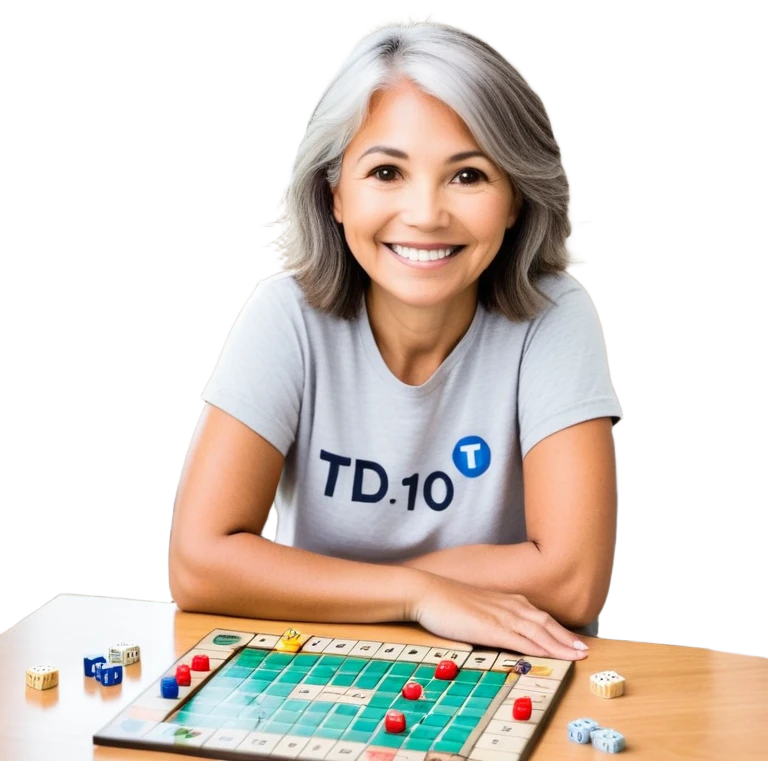 journey on a small game board about Type 1 diabetes and aging with less roads, less buildings (hospital, places to live, advocacy, physical changes, to share knowledge and ways of coping, energetic with text: T1D to 100 and subtext Aging with Type 1 diabetes, easy for seniors to see emoji