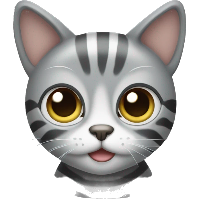 Grey stripe cat with big eyes emoji