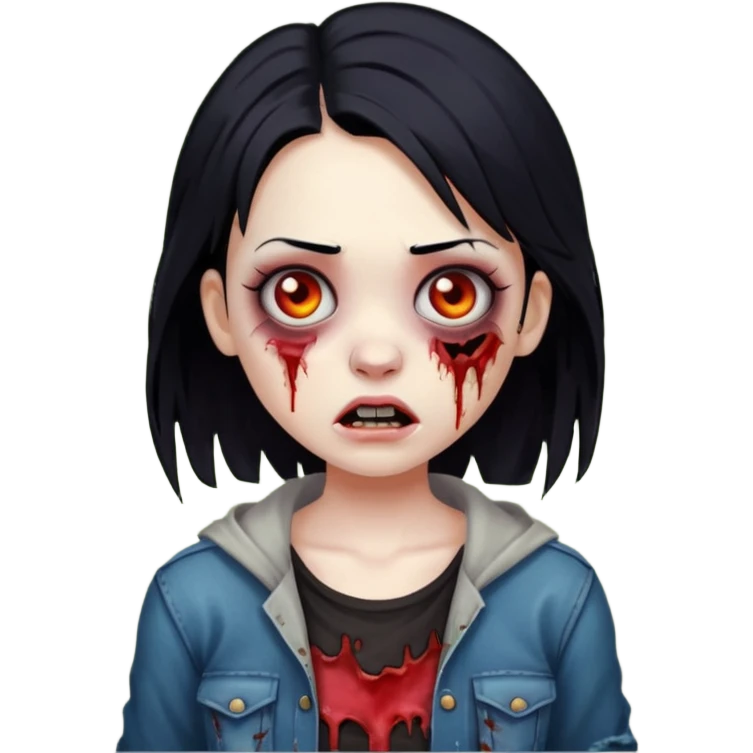 girl zombie with black hair emoji