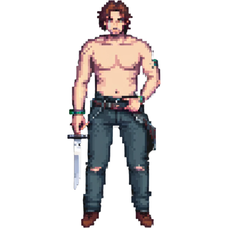 drunk man with pants down holding a knife emoji