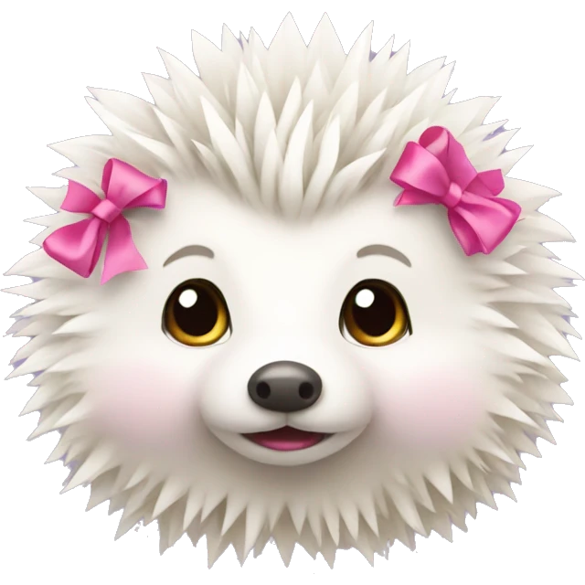 White hedgehog with pink bow emoji