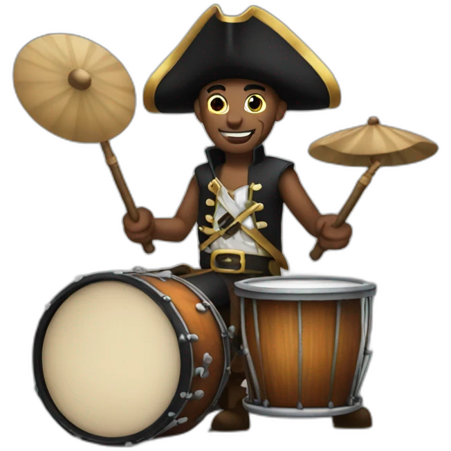 clean shaven pirate emoji playing drums emoji