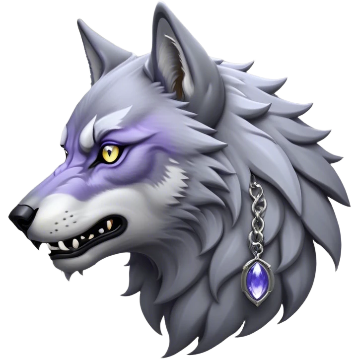 Cinematic Noble Werewolf Portrait Emoji, Formidable and majestic, with a powerful lupine silhouette in moonlit grays and silvers, featuring piercing, wise eyes and a dignified snarl that hints at untamed strength, simplified yet intricately detailed, glowing with a soft, lunar outline that encapsulates the noble duality of feral instinct and loyal guardianship! emoji