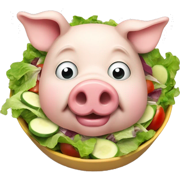 Hideous and obese pig eating salad emoji