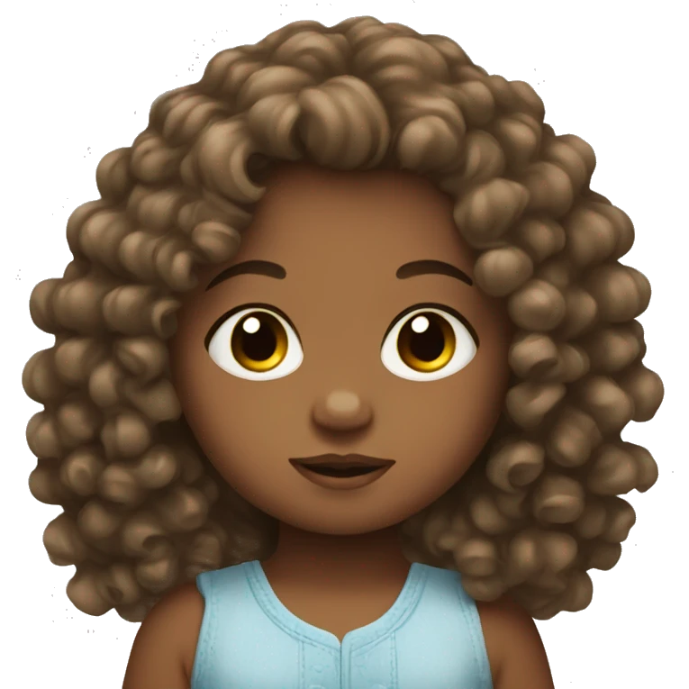 Baby with brunette curly hair  emoji