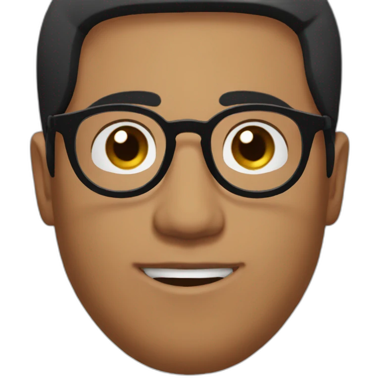 indian guy with round glasses with fair skin with straight hair with round fully circular glasses black eyes black hair emoji