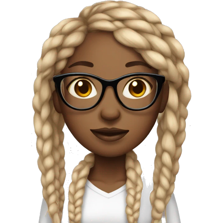 light Black girl with long box braids glasses emoji