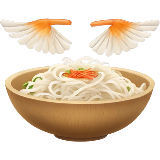 Flat rice noodles with flying wings emoji