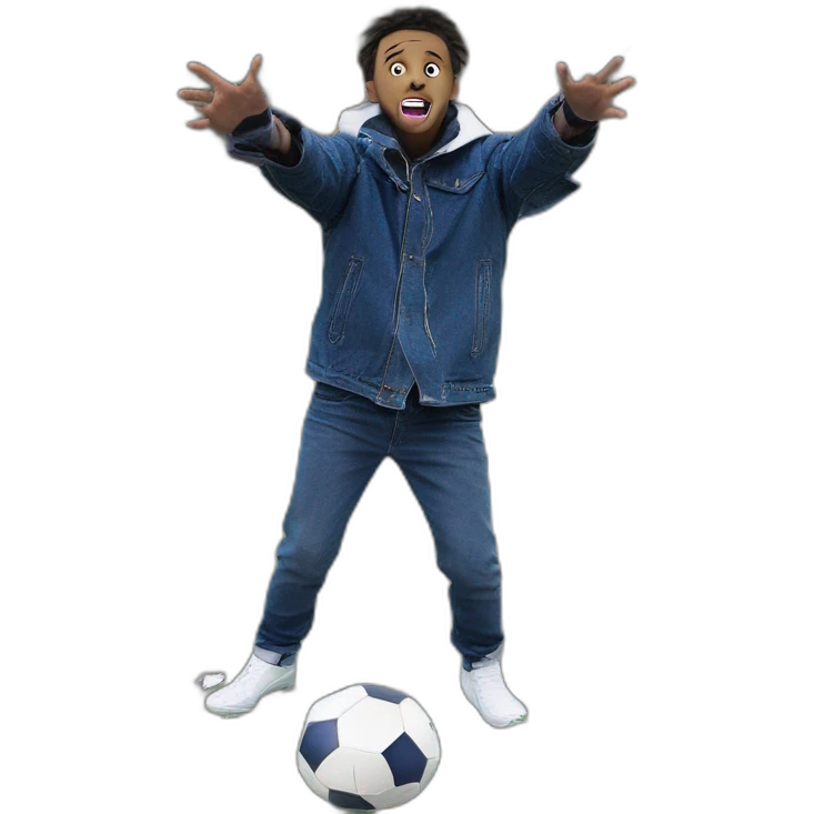 meme boy with soccer ball emoji