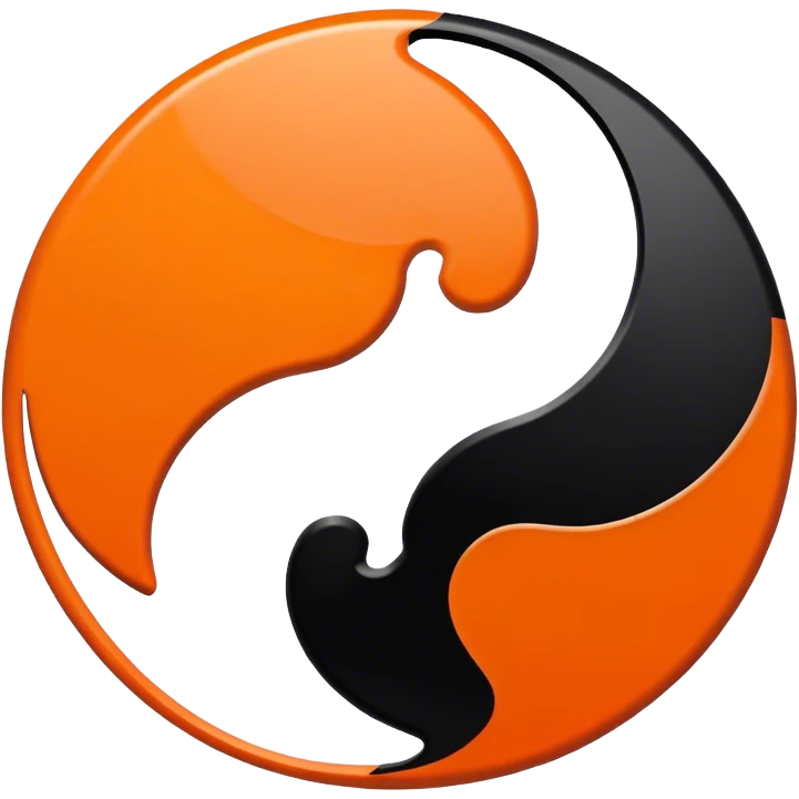 Orange and black ying yang emoji