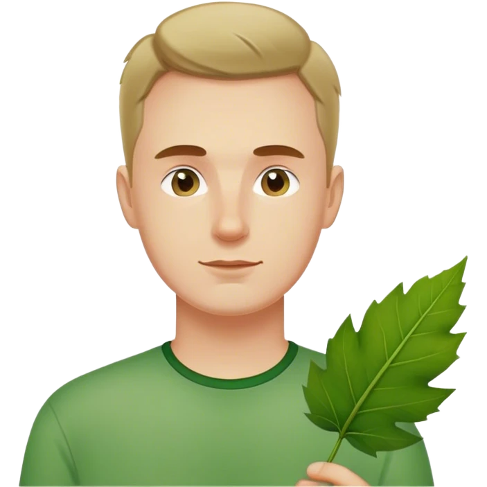 polish man in green shirt leaf emoji