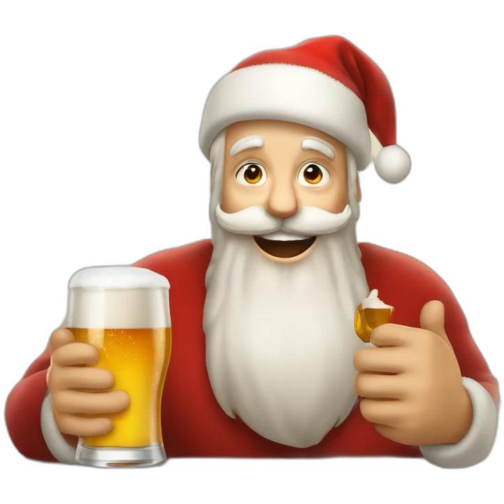 Père Noël qui offre un verre de bière à un enfant comme cadeau emoji