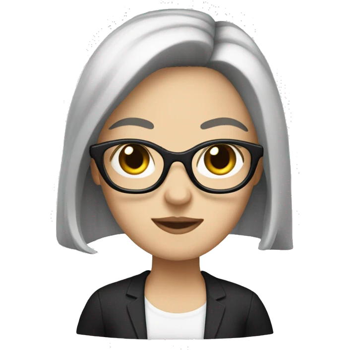 white girl with black hair and glasses emoji