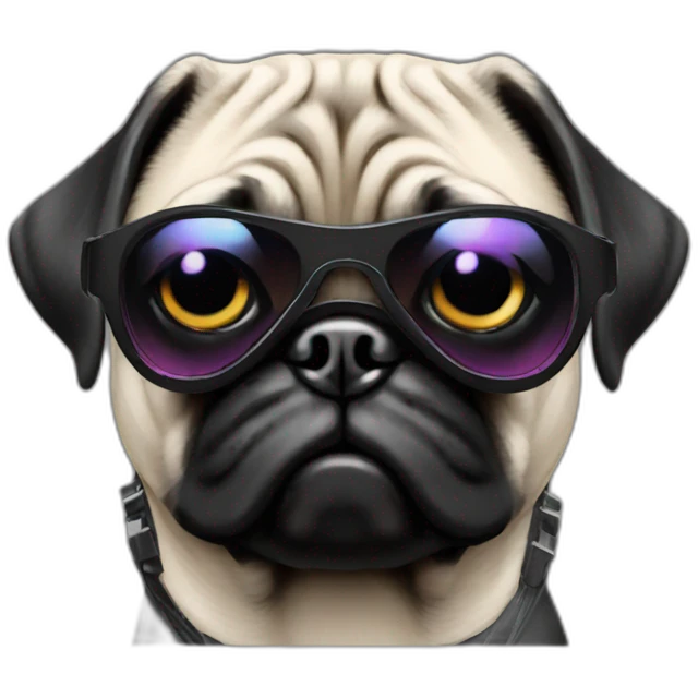 A cyberpunk  wear black sunglasses pug emoji