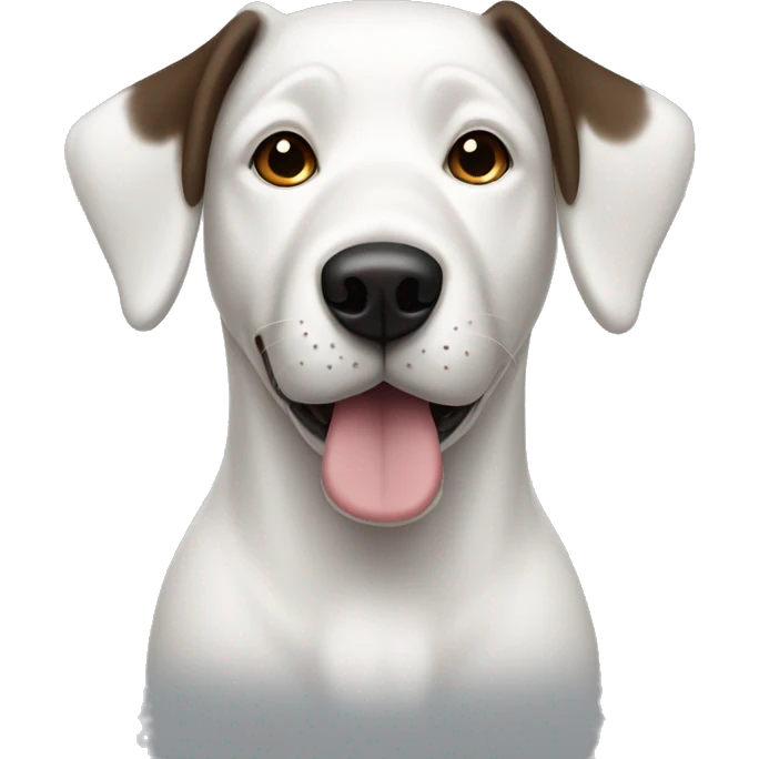 white dog with one dark brown ear emoji
