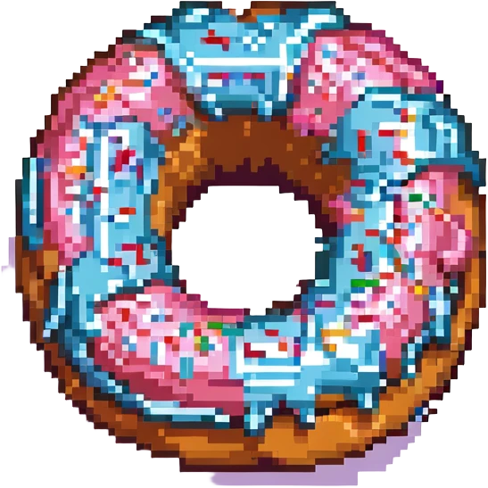 pixel art donut with a bite taken out, vibrant colors, for a Minecraft SMP server logo emoji