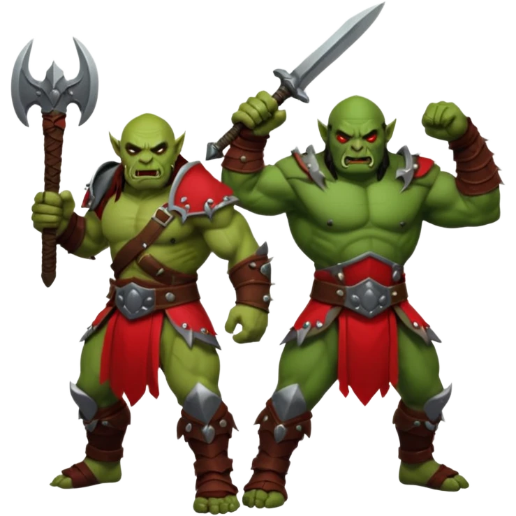 2 warcrat orcs with red armor in battle pose emoji