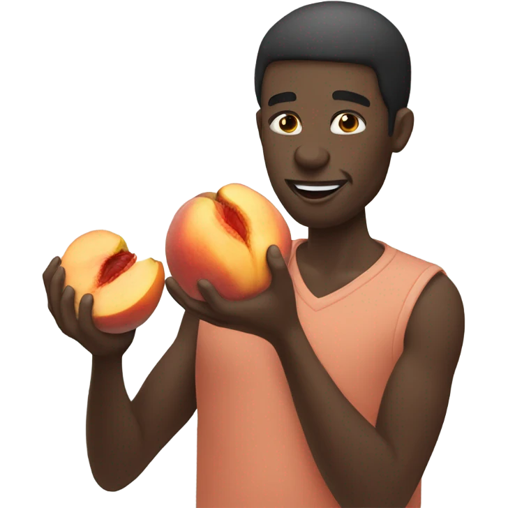Black man eating a peach emoji