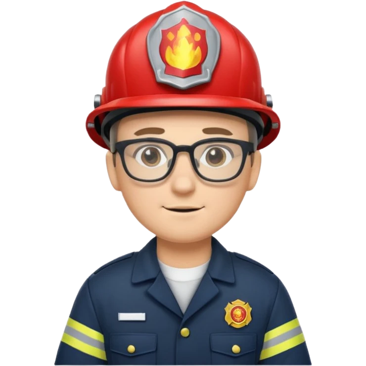 glasses fireman with uniform emoji