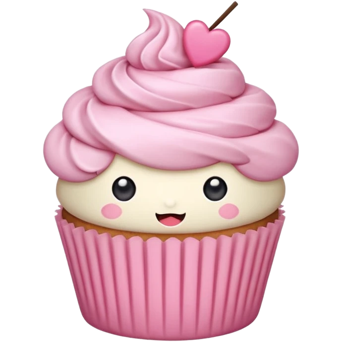 **“Kawaii pembe cupcake, üstünde fiyonk, pastel tonlar, emoji