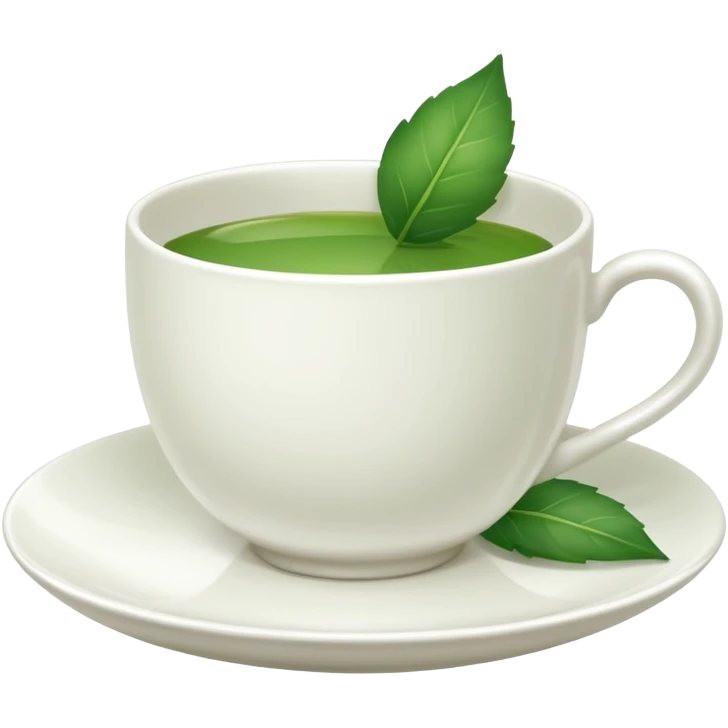 White tea cup with leaf on the plate emoji