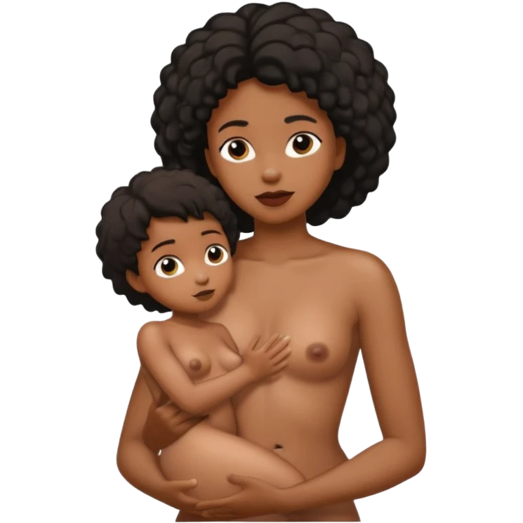 Femme nue noire ou on montre tous son corps avec un garçon dont le garçon touche les seins de la femme  emoji