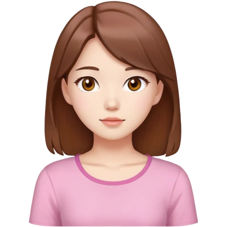 pretty korean white girl with brown hair and honey eyes and pink top emoji