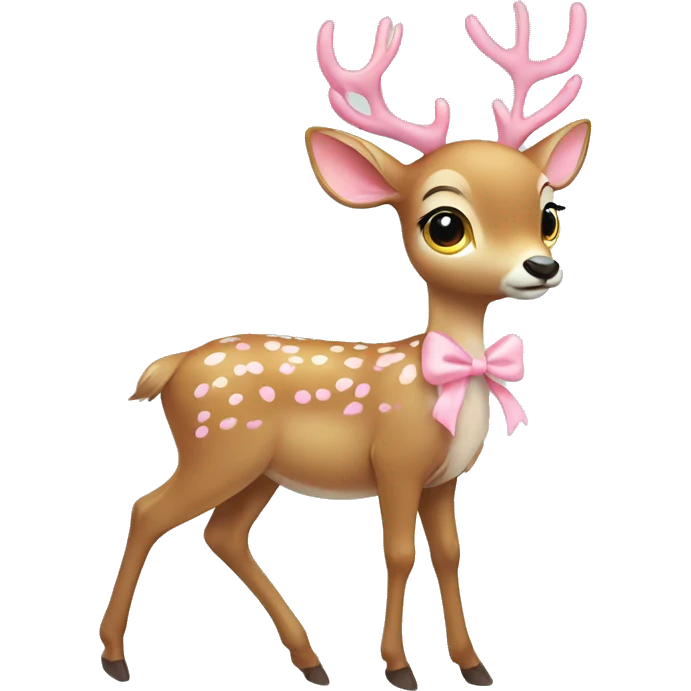 deer with baby pink bow emoji